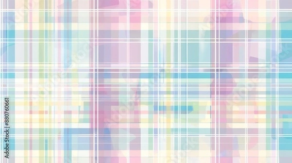 Fototapeta Pastel plaid pattern with intersecting lines and soft colors, perfect for backgrounds, fabric designs, and creative projects.
