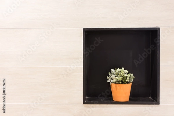 Fototapeta Flowerpot in the wall laminate texture and background.