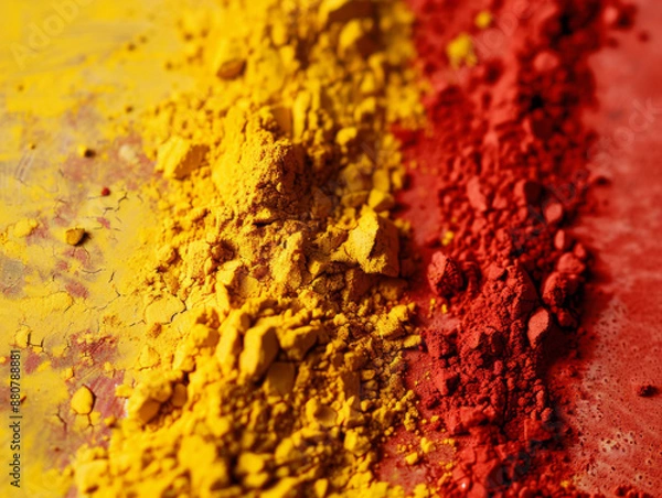 Fototapeta Red and Yellow Powder Background, Generative AI Illustration