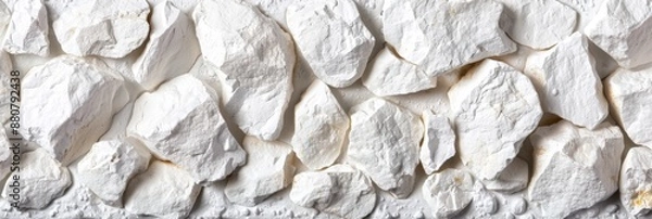 Obraz A white stone wall texture, ideal for background use, offering a clean and classic appearance with a touch of rustic charm