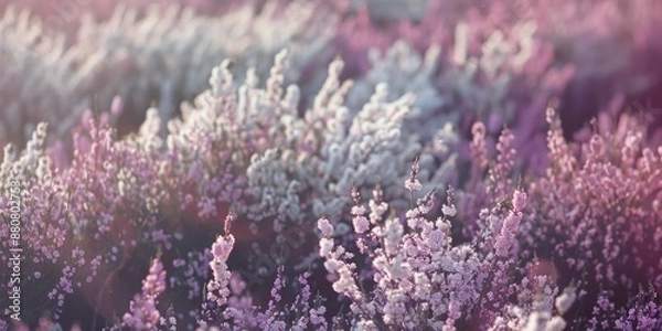 Fototapeta A natural landscape with a variety of purple and white flowers in bloom, suitable for use in travel or nature-themed projects