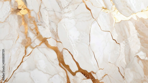 Fototapeta Gold Weißer Marmorierter Hintergrund. KI Generated