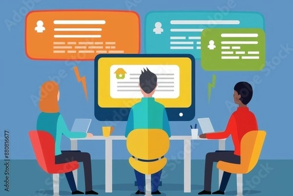 Obraz Modern Flat Design of Online Forum for Diverse Discussions and Information Sharing