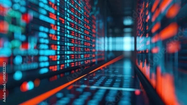 Fototapeta Accounting firm, virtual audit, holographic data visualization, sleek corporate environment