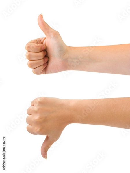 Obraz Two gesturing hands isolated on white background