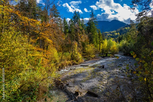 Fototapeta Fall - Autumn in the Walgau Valley, State of Vorarlberg, Austria