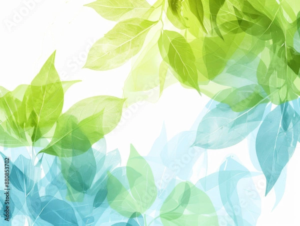 Obraz Floral Bright Green and Blue Background, Generative AI Illustration
