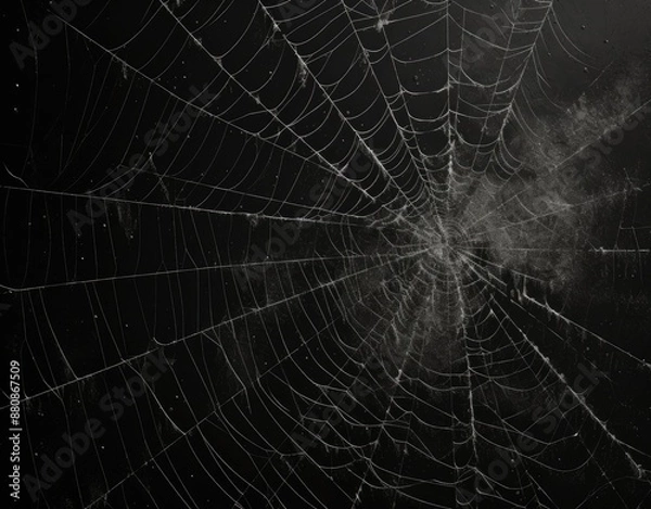 Obraz Spiderweb Pattern on Black Background.