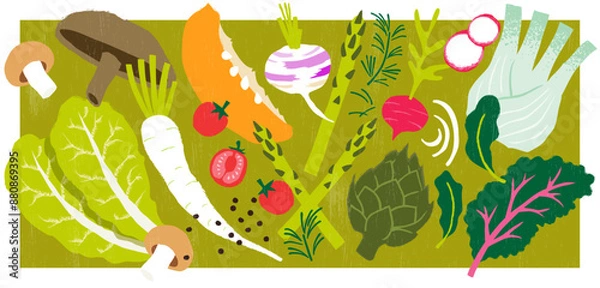 Obraz Vegetables vector Illustration pack.