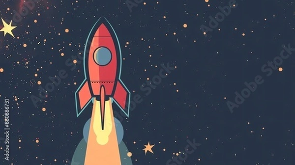 Fototapeta Rocket Propulsion, border, background wallpaper, blank in the middle, minimalism, negative space, used for postcard template