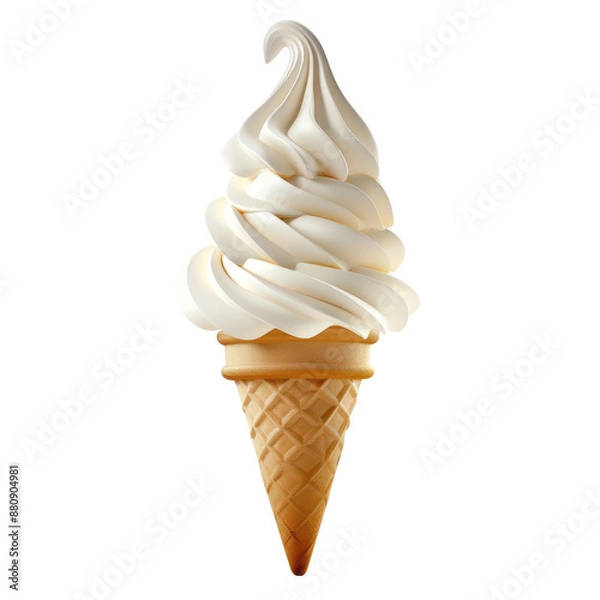 Obraz Soft Serve Ice Cream Cone cut out transparent isolated on white background PNG file