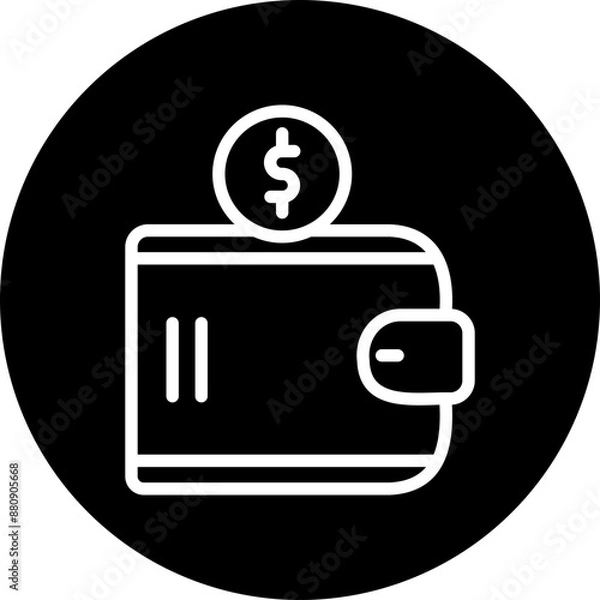 Fototapeta Wallet Vector Line White Circle Black