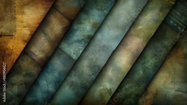 Fototapeta An artistic representation of overlapping pastelcolored paper sheets The colors include a light teal