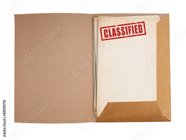 Obraz Folder niejawny na białym tle.