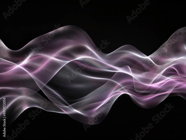 Fototapeta Abstract Light Waves on Black, Generative AI Illustration