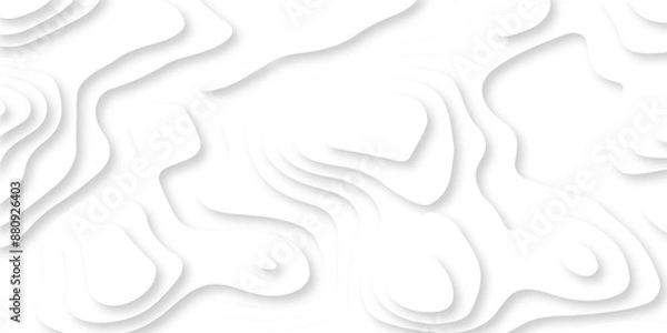 Fototapeta Abstract vector illustration 3d papercut wave line pattern background. white and gray luxury grid topography map and satin smooth wallpaper matt paper light texture.	
