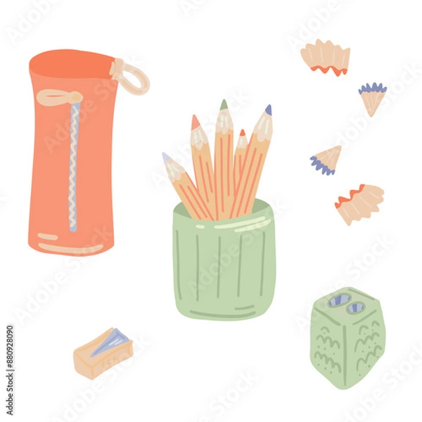 Obraz Flat design set with school supplies