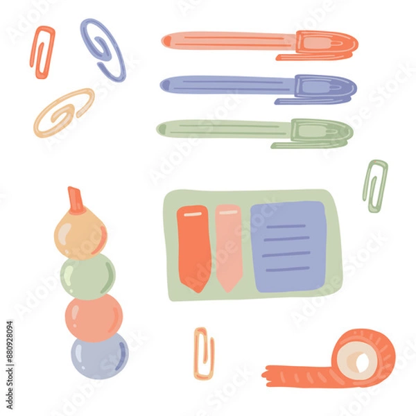 Obraz Vector Set of School Stationery Supplies flat design