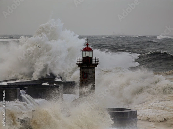 Obraz Storm at the lighthouse close-up