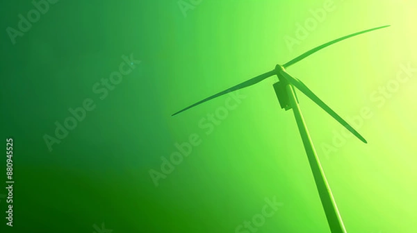 Fototapeta  a wind turbine spinning in a green shade vibrant color gradient with a green shade