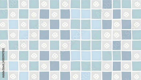 Fototapeta Abstract gray ink square pattern background handmade prints.