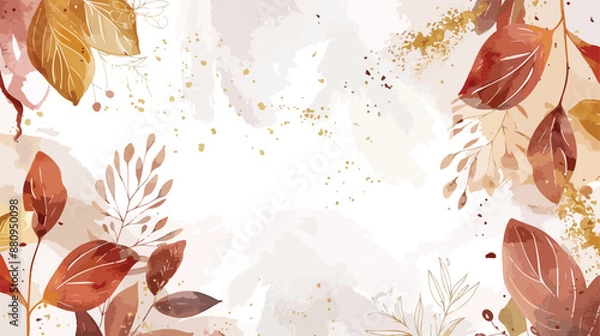 Obraz Autumn background vector. Hand painted watercolor 