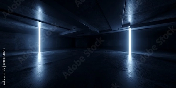 Obraz Grunge Sci Fi Concrete Background Cyber Clean Empty Studio Tunnel Corridor Dark Cement Asphalt Light Glow Parking Hangar Warehouse Underground 3D Rendering