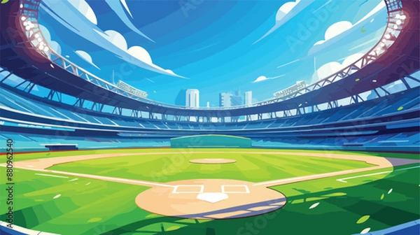 Obraz Baseball Stadium. Vector Cartoon Background. EPS 10