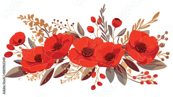 Obraz basic slogan on red flowers illustration flat vector