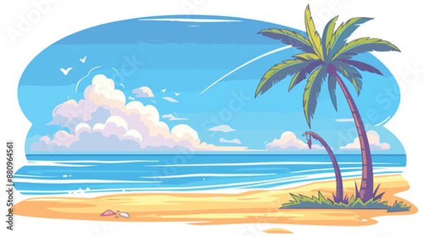 Obraz Beach Cartoon flat vector style isolated on white back