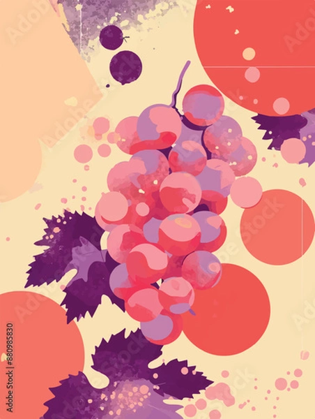 Fototapeta Collection of abstract wine-themed autumn illustrations, perfect for wine festivals and seasonal posters. Includes various frames for text with vibrant colors and intricate designs.