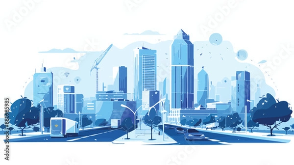 Obraz Building engineer and smart road using sensors 