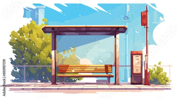 Fototapeta Bus stop. Urban public transport concept. Empty stop