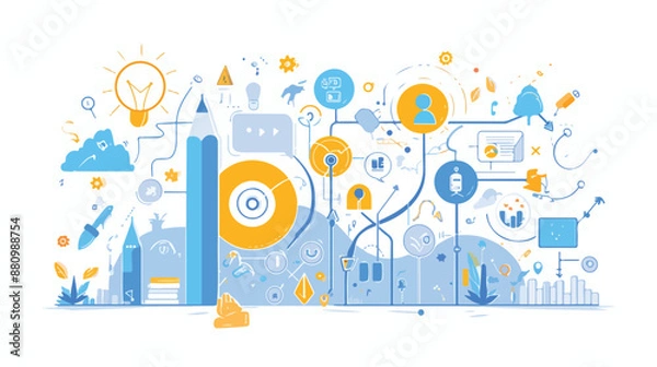 Fototapeta Business development infographic metaphor with line 