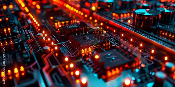 Fototapeta "High-Tech Circuit Board and Electronic Engineering, Cutting-Edge Electronics Design"