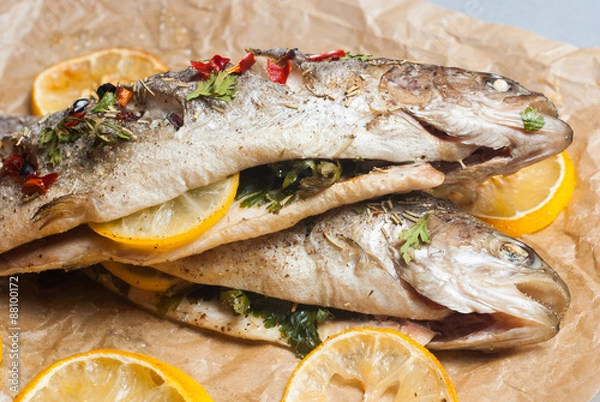 Fototapeta Roasted trout