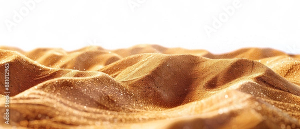 Fototapeta Beach or desert sand on white background
