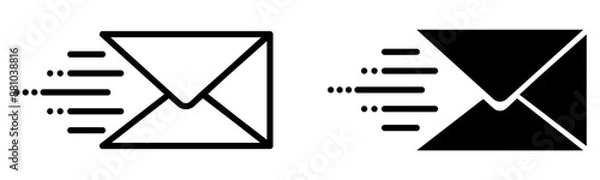 Fototapeta Email send message icon vector set isolated on transparent background. Speed delivery symbol.
