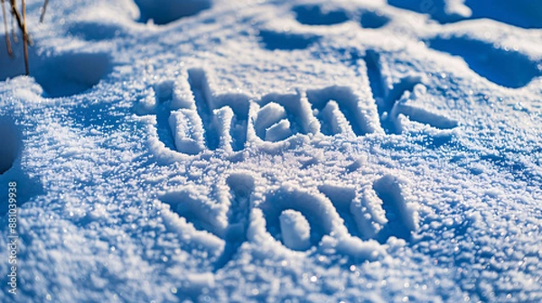 Fototapeta Thank You Message Written in Snow