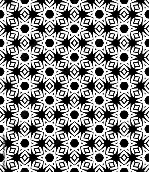 Fototapeta Black and white seamless abstract pattern. Background and backdrop. Grayscale ornamental design.