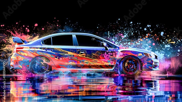 Fototapeta Colorful Car Speed Blurred Effect