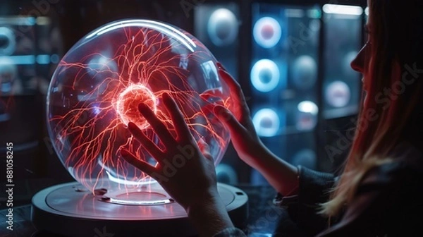 Obraz Exploring the Wonders of a Plasma Globe in a Science Museum