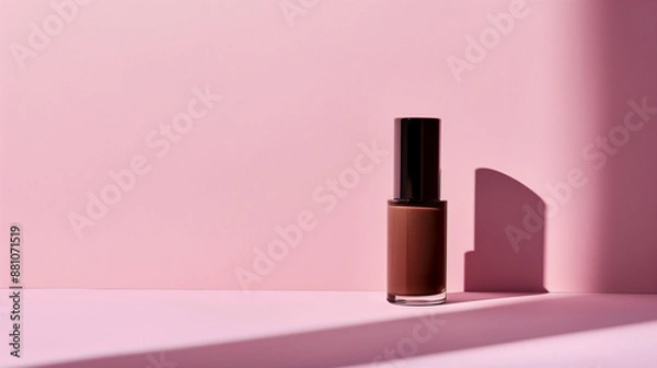 Fototapeta Minimalist High-End Foundation Bottle on Soft Pink Background