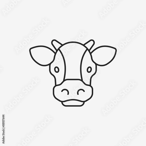 Fototapeta cow line icon