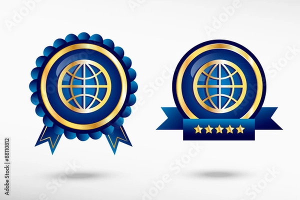 Obraz Globe stylish quality guarantee badges