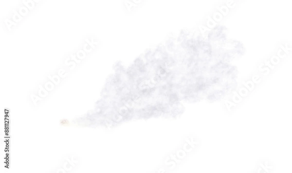 Fototapeta Transparent realistic white smoke car or rocket. White dust, smoke clouds, isolated. Blowing steam. Space rocket launch trail. Png