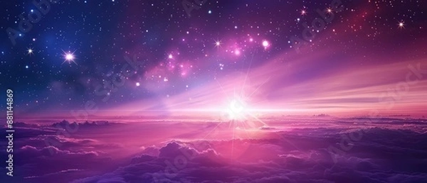 Fototapeta abstract starlight and pink purple clouds stardust background for presentation and website