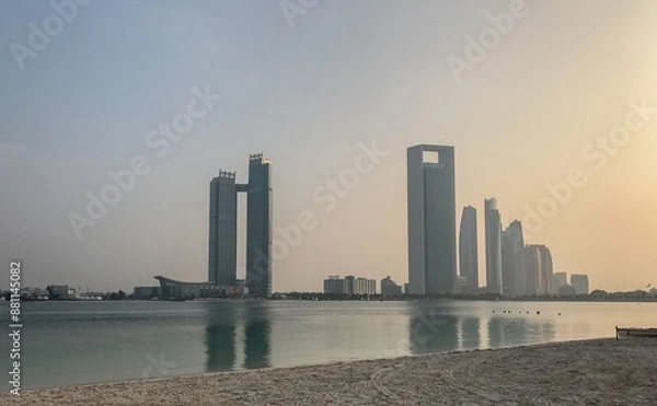 Obraz city skyline at sunset