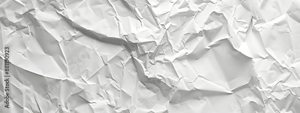 Obraz White crumpled paper texture, generative, high resolution image suitable for backgrounds and overlays, use as a textured background, space for text