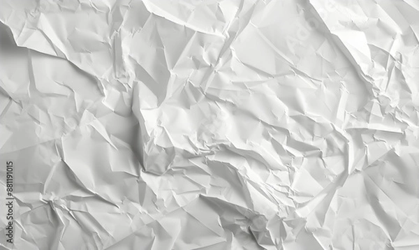 Fototapeta White crumpled paper texture, generative, high resolution image suitable for backgrounds and overlays, use as a textured background, space for text